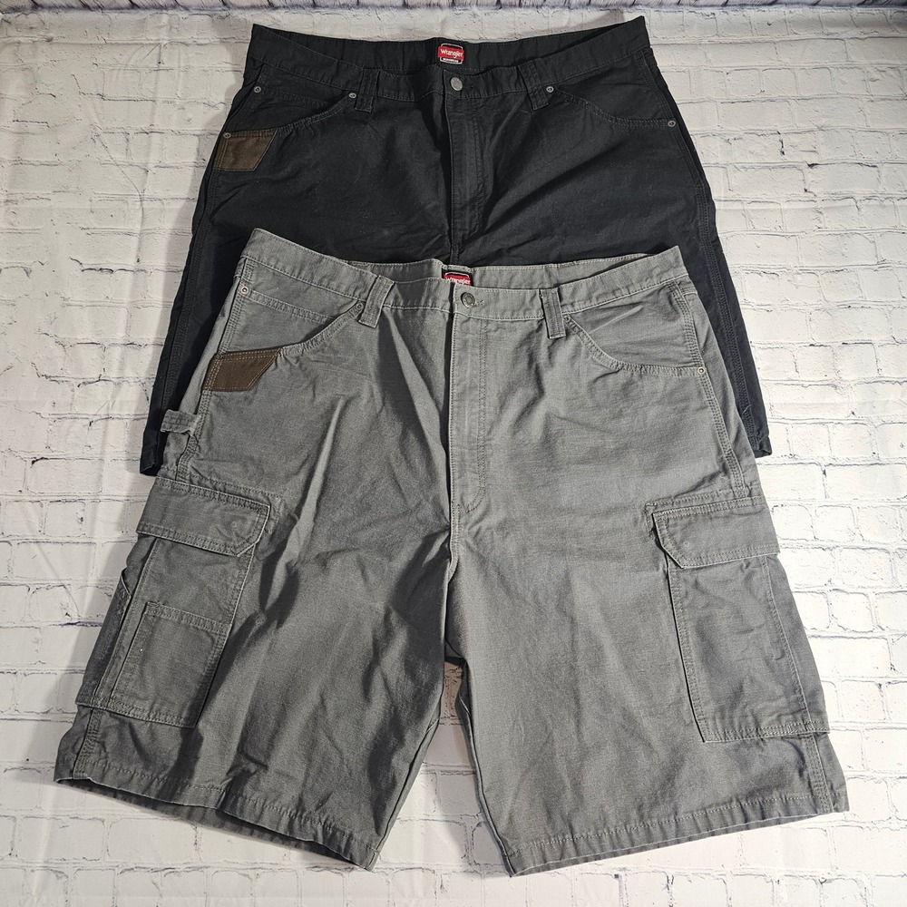 Wrangler Workwear 42 Cargo Shorts Canvas Reinforced Pockets  (Lot Of 2) Ripstop
